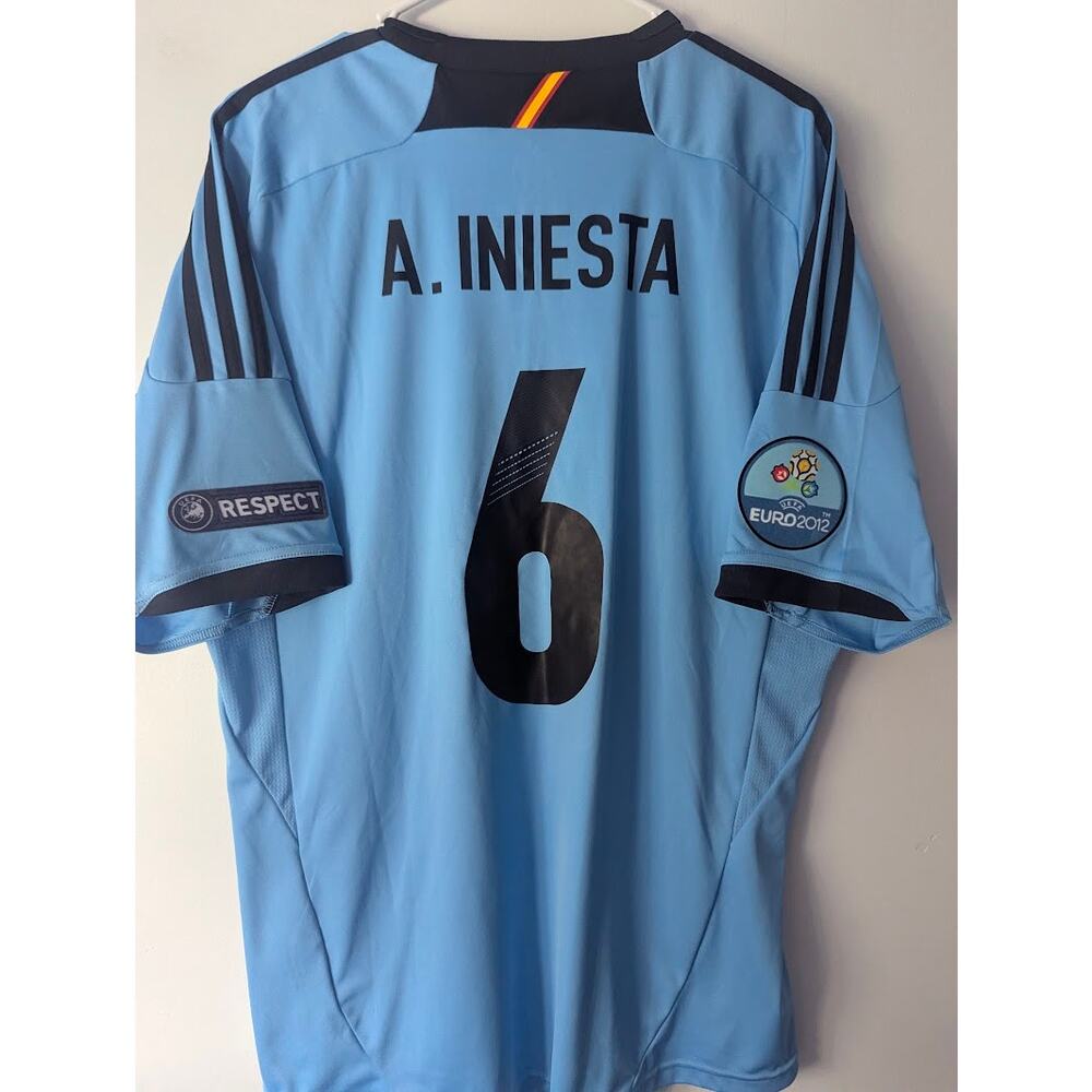 Spain Iniesta 2012 Away Jersey XL EURO Fully Patched